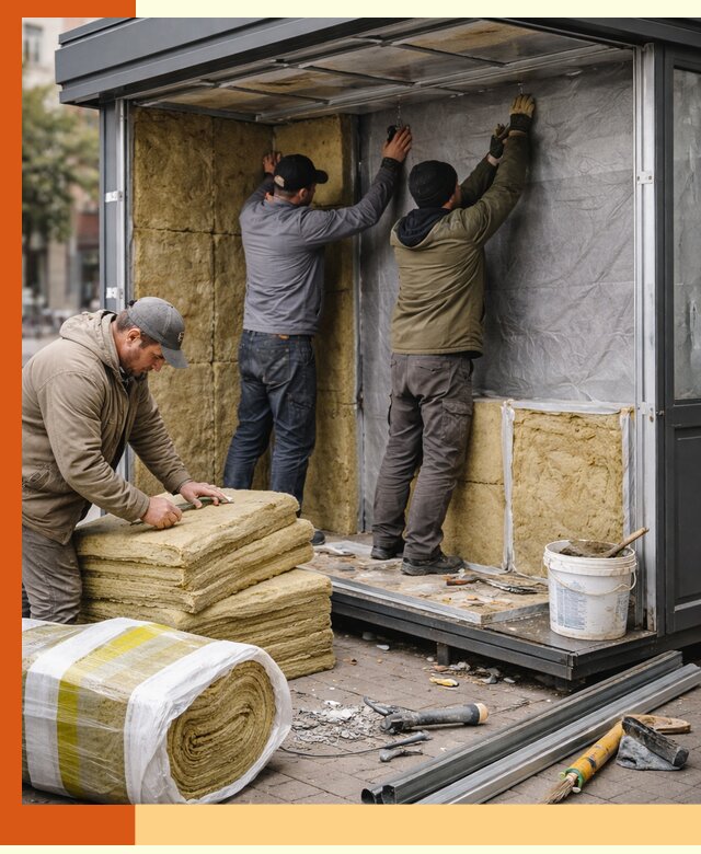 Утепление павильона шаурмы под ключ в Тайшете
