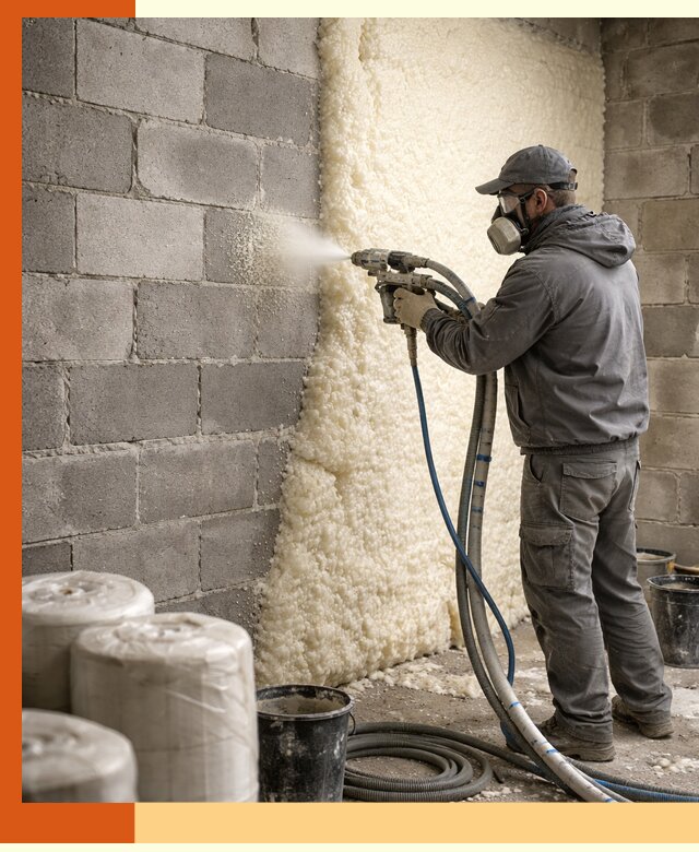 Утепление блочной стены ППУ в Тайшете качественно и надёжно