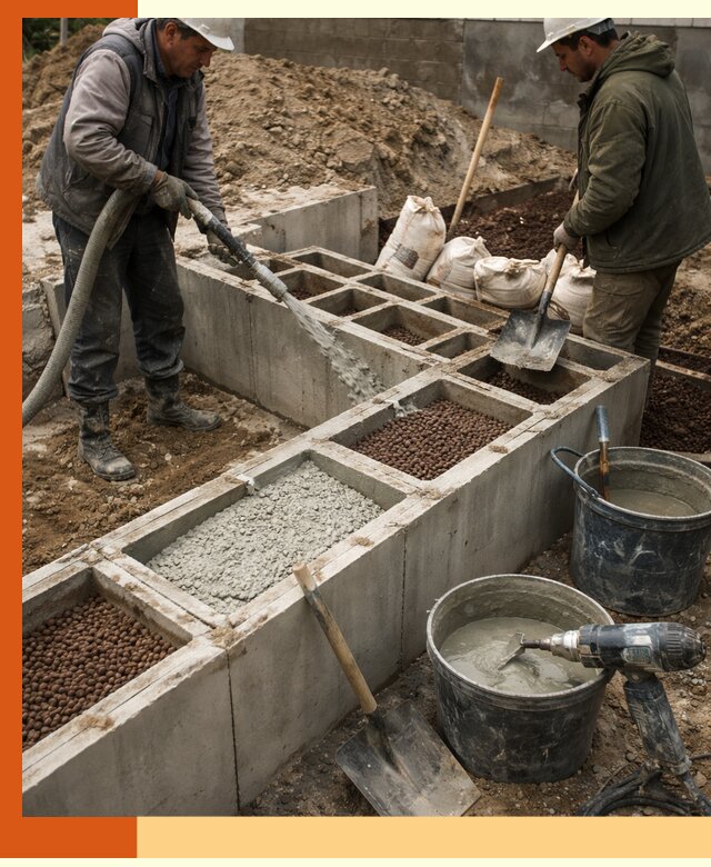 Заполнение полостей фундамента в Тайшете герметичным утеплением и повышением прочности